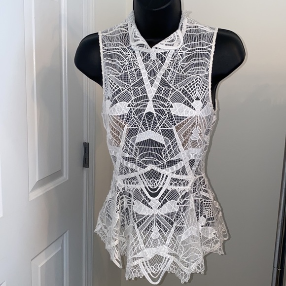 Jonathan Simkhai Tops - Jonathan Simkhai White Lace Collar  Peplum Top Size 2 (XSmall)